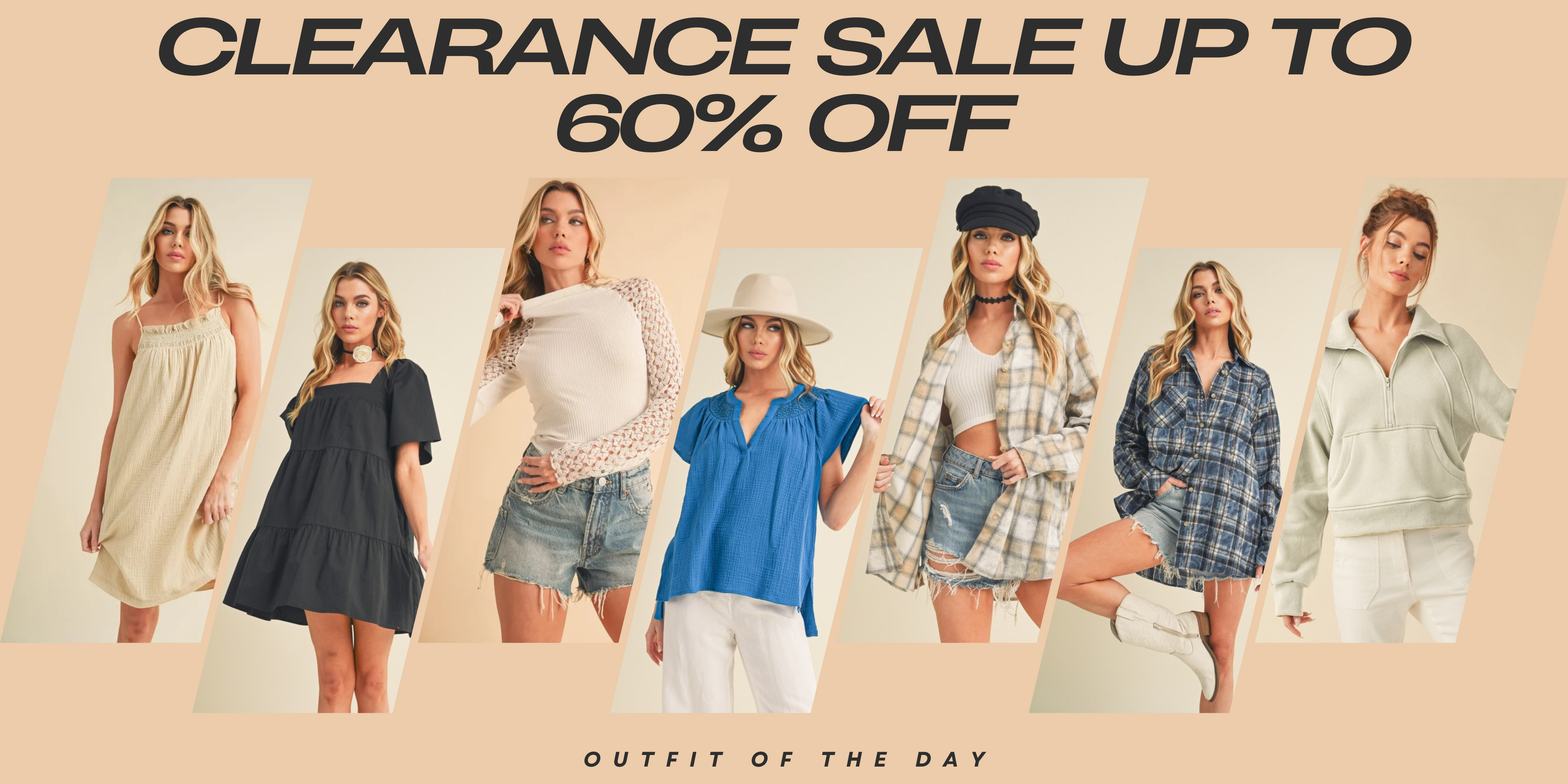 "Olivique Luxe fashion store summer sale banner with up to 60% off luxury apparel"