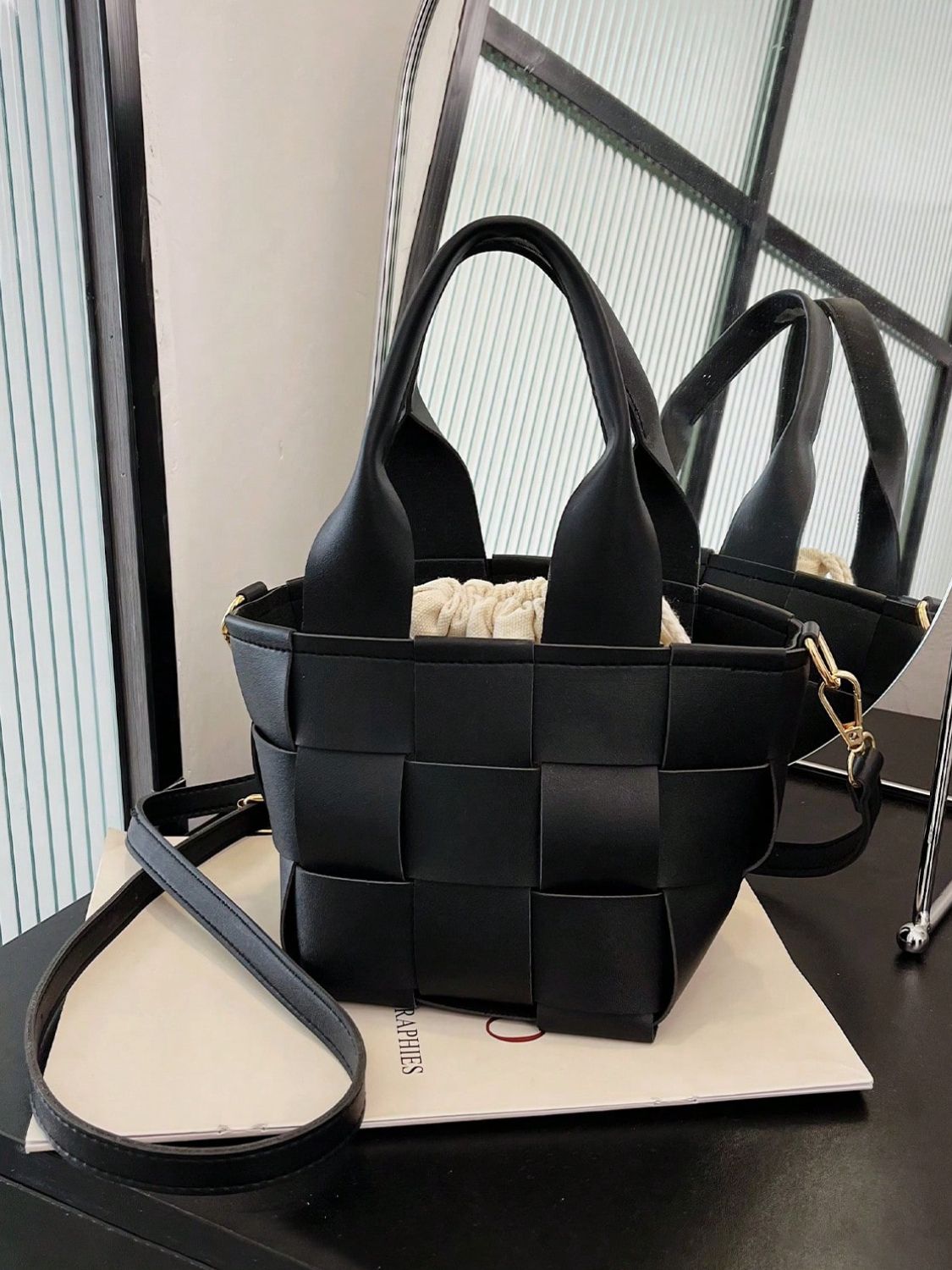 "PU Leather Braided Bucket Bag – Stylish & Trendy Small Handbag for Women | Elegant, Durable & Perfect for Everyday or Casual Wear"
