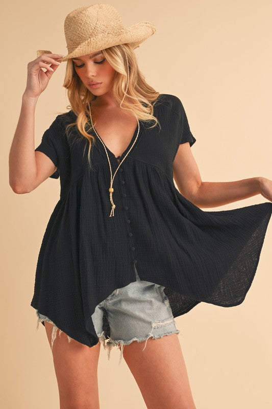 "Olivia Tuck Detail V-Neck Short Sleeve Blouse – Chic & Flattering Top, Stylish Tuck Detail, Classic V-Neck, Perfect for Casual & Dressy Looks"